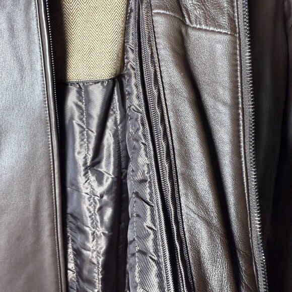 PELLE STUDIO Dark Chocolate Leather Zip-Out Thinsulate Lining Car Coat SZ XL - Picture 6 of 10